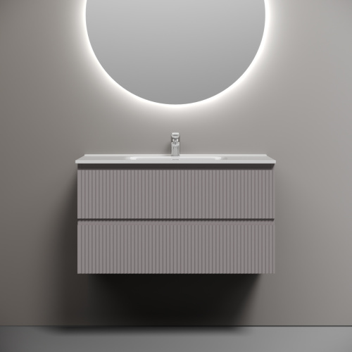 Тумба под раковину Sancos SNOB R SNR90SM 90х40 подвесная цвет серый - фото 3